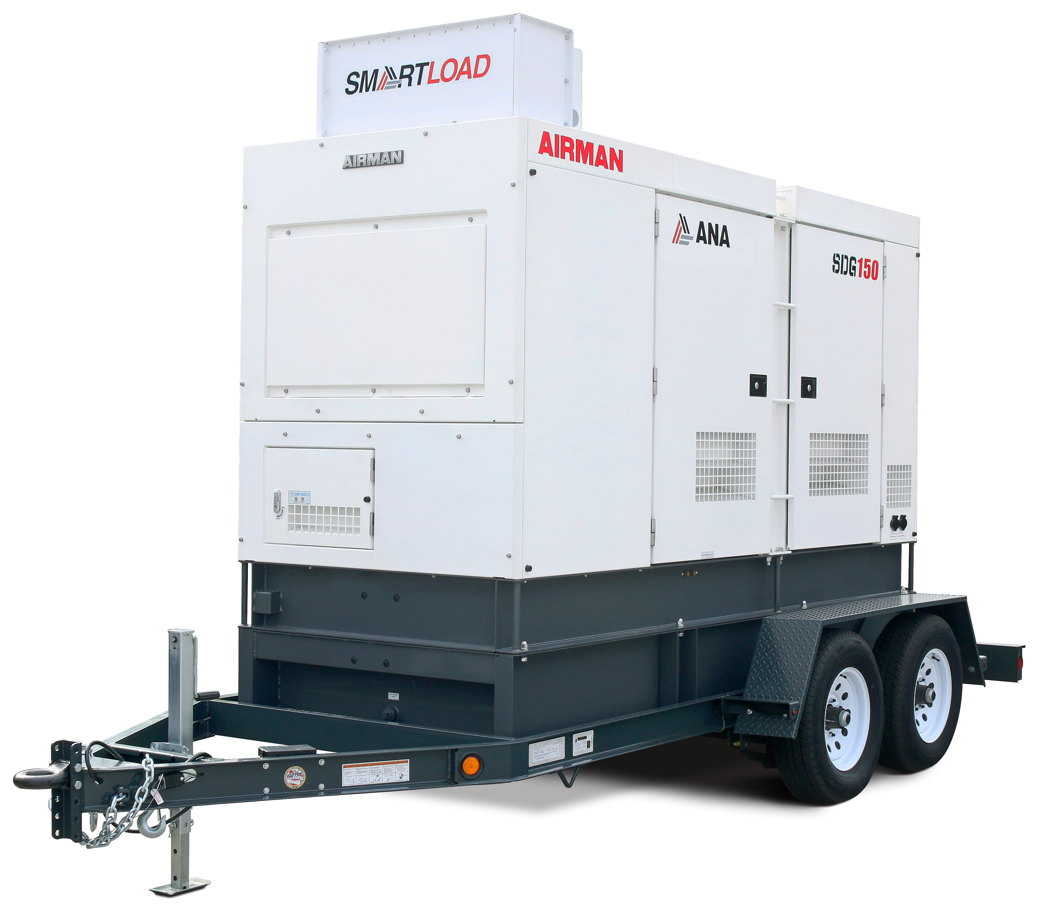 AIRMAN’s 150 kVA prime power generator provides 394 amps at three-phase 208 volt, 180 amps at 480 volt and over 360 amps in single phase 240 volt. You get over 24-hour runtime at full load, and at 66 dBA it is the quietest in the industry.