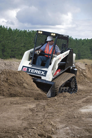 Compact track loader on jobsite