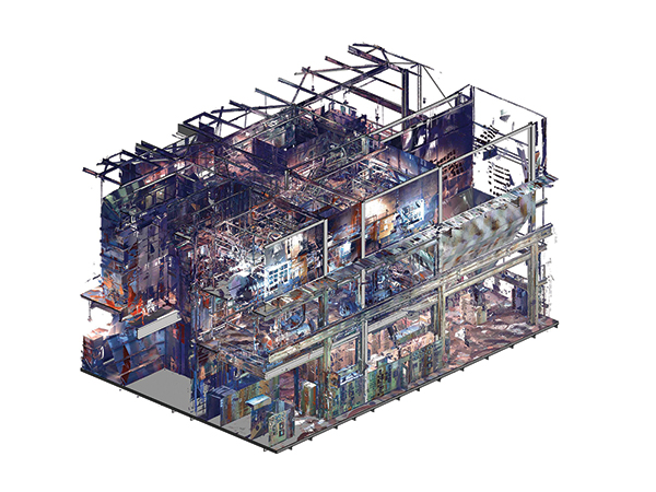 3-D modeling laser scan cut-away view