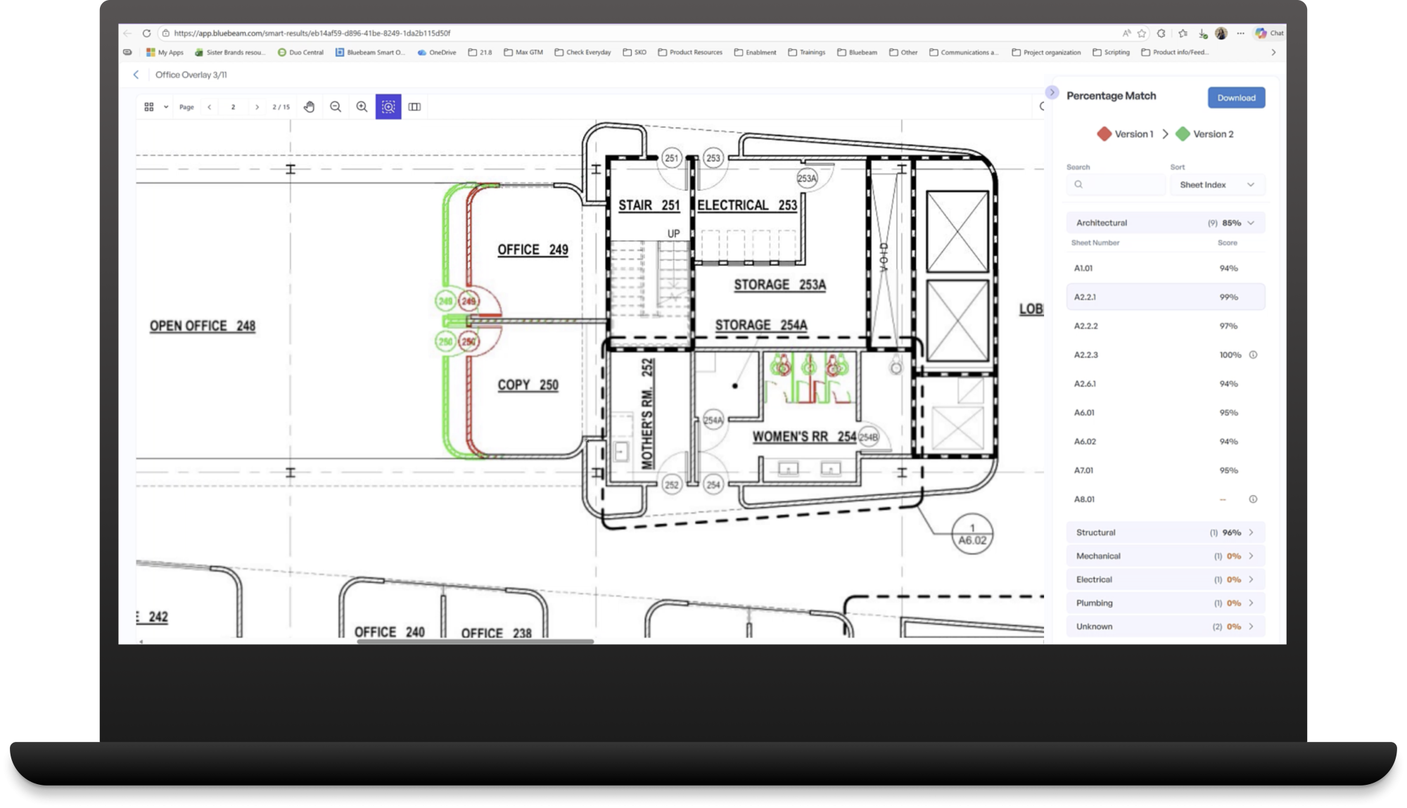 Bluebeam Max Smart Overlay on Laptop