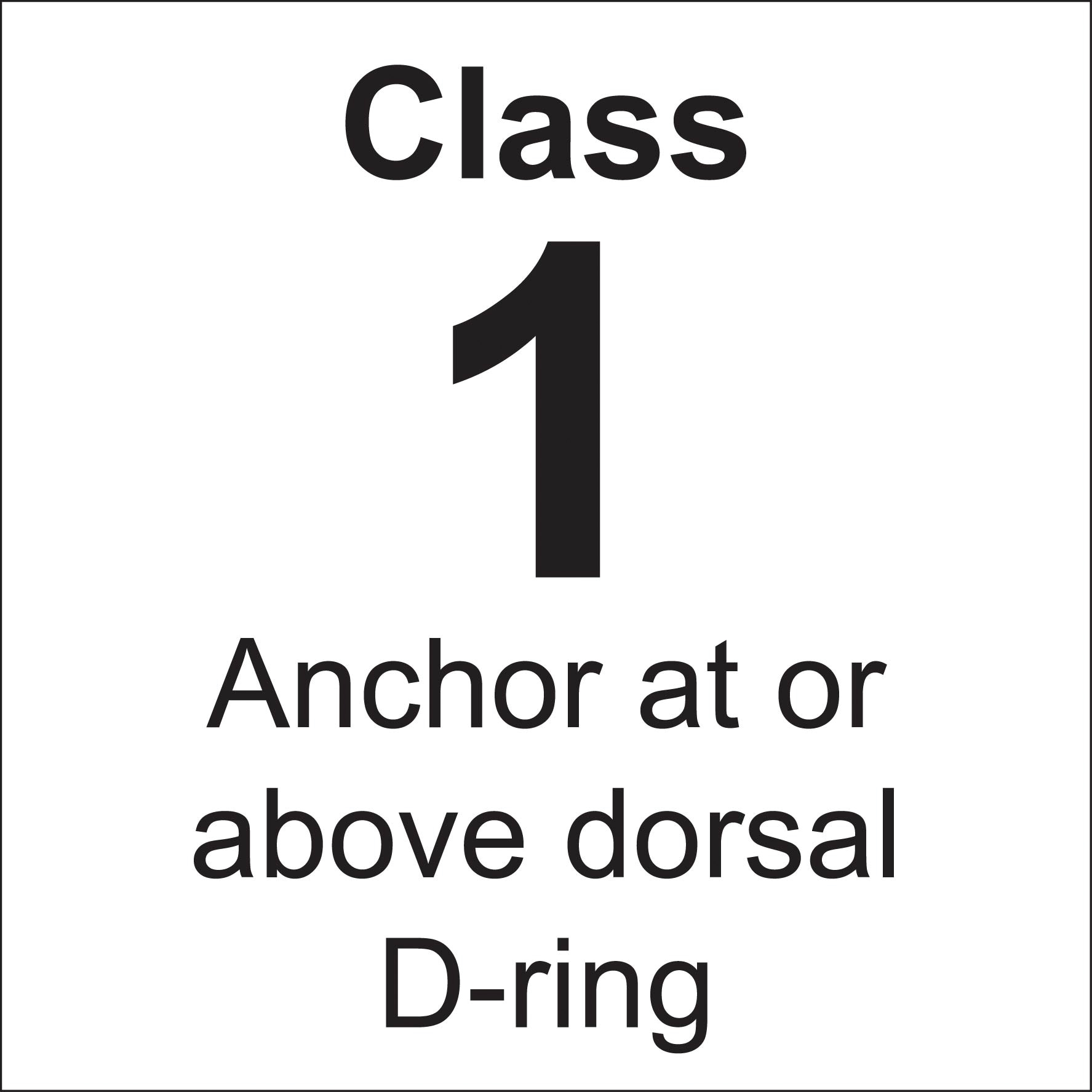 Class 1 SRL: Anchor at or above dorsal D-ring