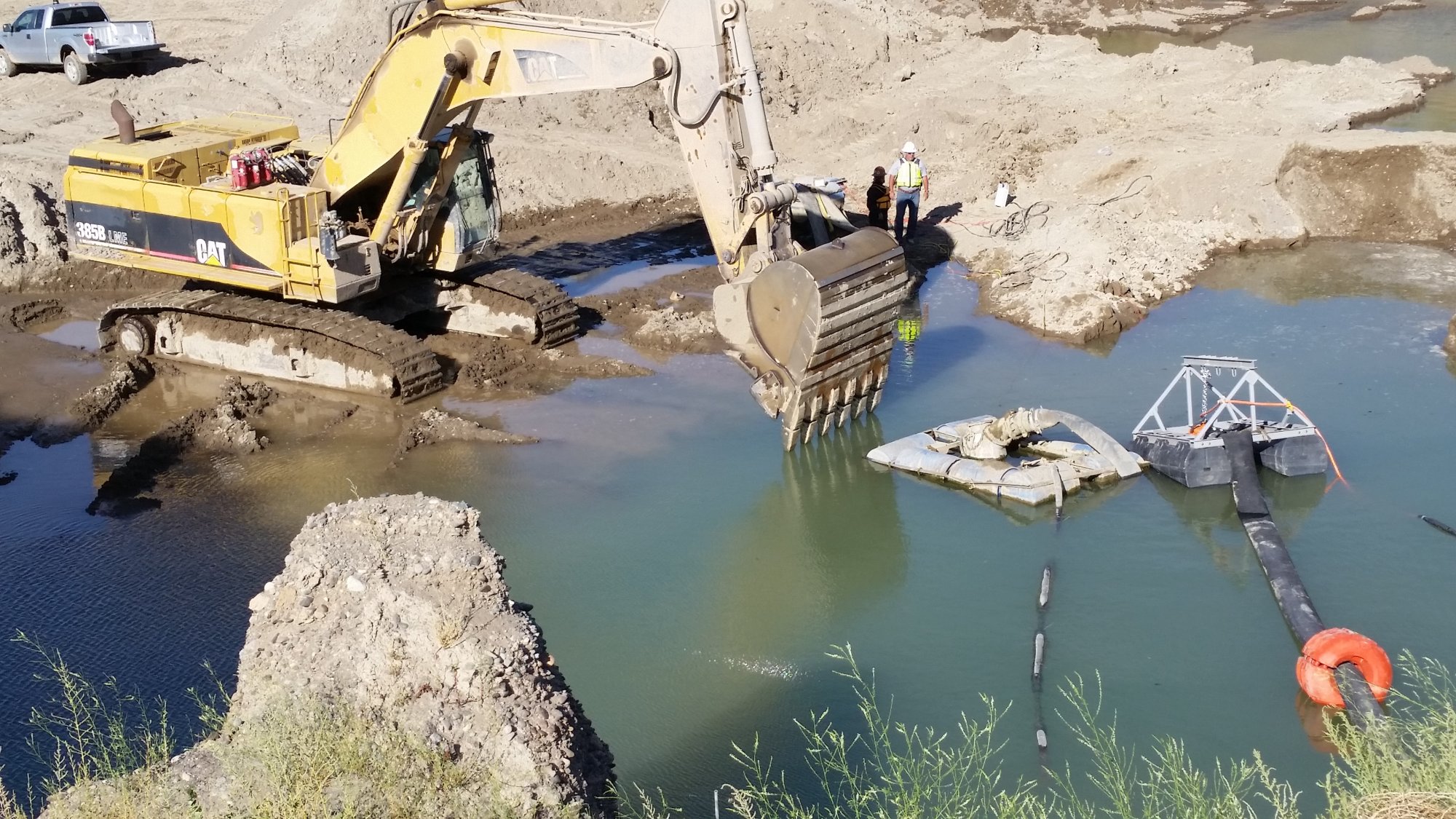 Dewatering pump at a construction site 