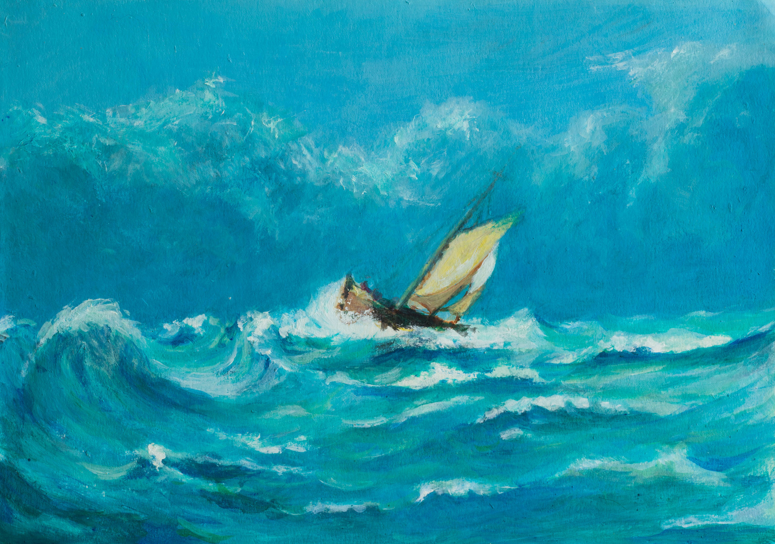 Boat navigating rough waters