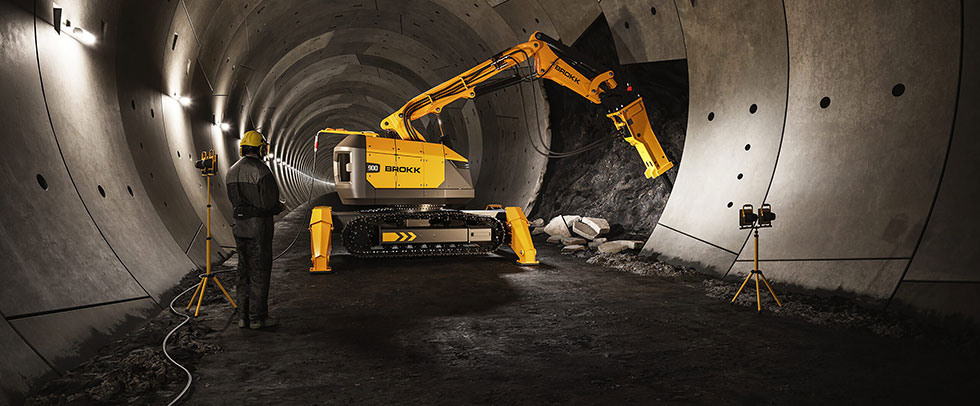 Construction worker and heavy equipment