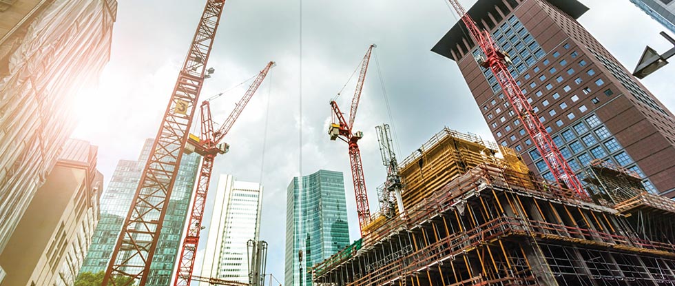 High rise buildings and cranes