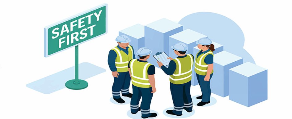 Construction workers in high-visibility workwear