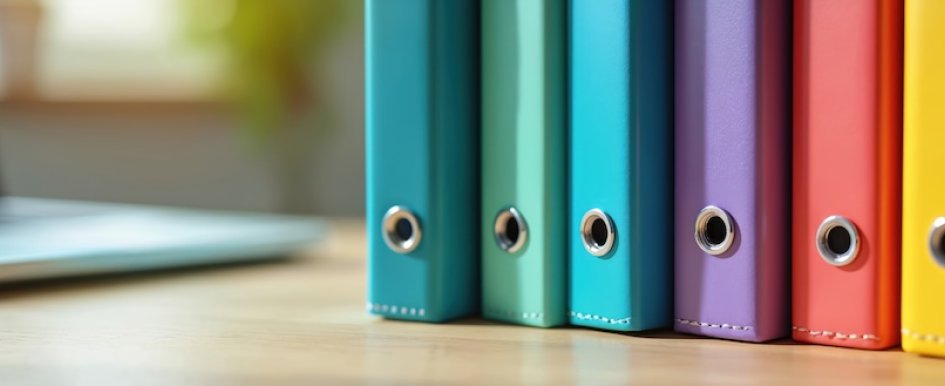 colorful binders in a row 