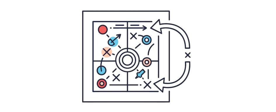 Strategic planning diagram with arrows and targets