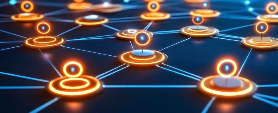 Abstract network of interconnected nodes 