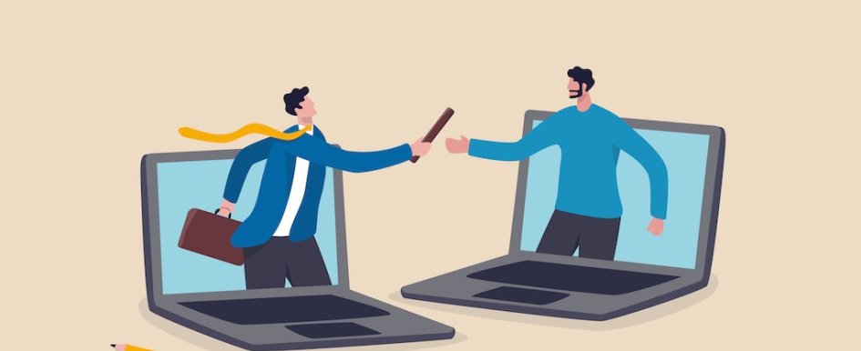 Virtual handshake between business professionals online