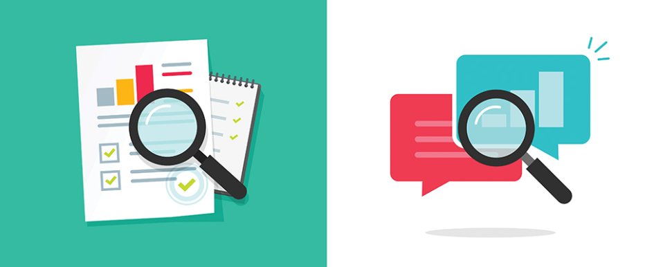 Illustration of magnifying glasses examining financial statements