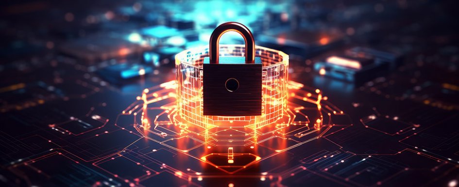 Padlock in front of lit grid