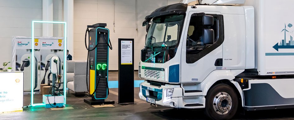 Truck in front of electric charging station