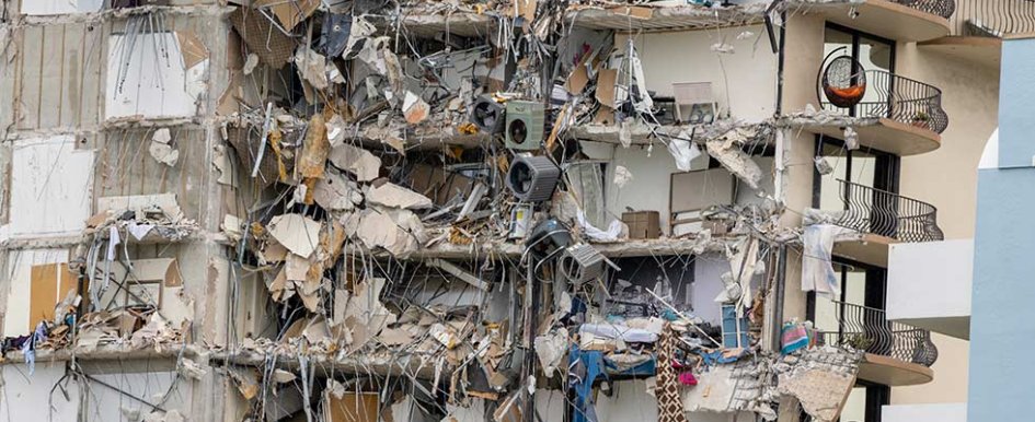 Destroyed condominium in Surfside