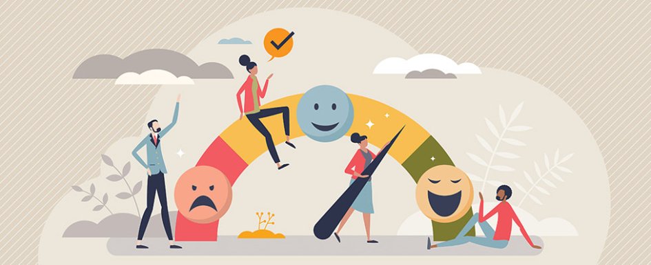 illustration of thermometer with frowny faces and smiley faces turning to smiles/Adobe Stock