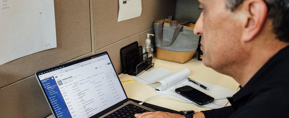 Person working on Fleetio software