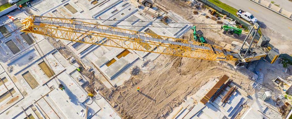 Construction crane on school jobsite