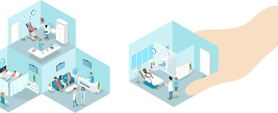 Illustration of hospital rooms in modular configuration