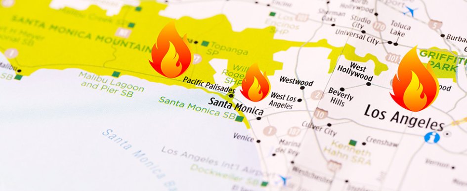 Map with flames over Los Angeles/Adobe Stock