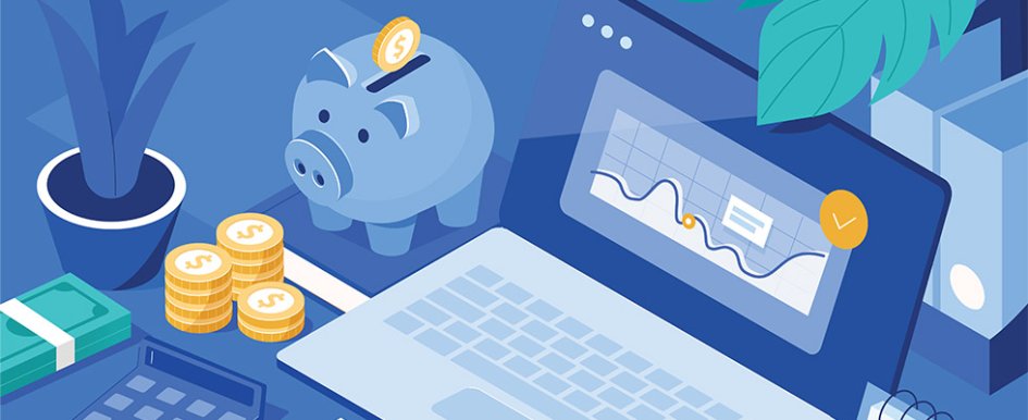 illustration of piggy bank in front of graph