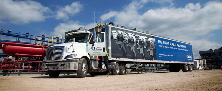 A large truck with tools