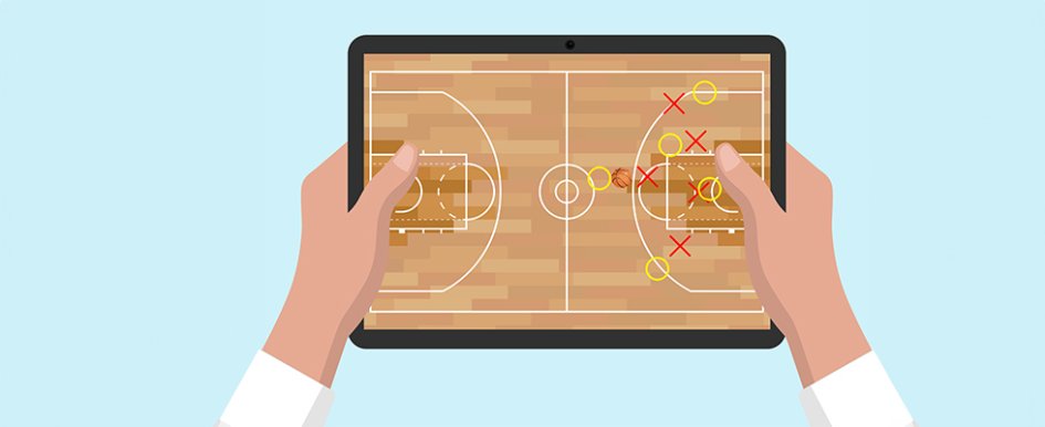 tablet showing basketball playbook 