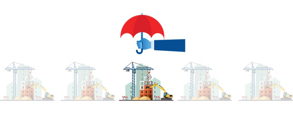 Image of hand holding umbrella over jobsite