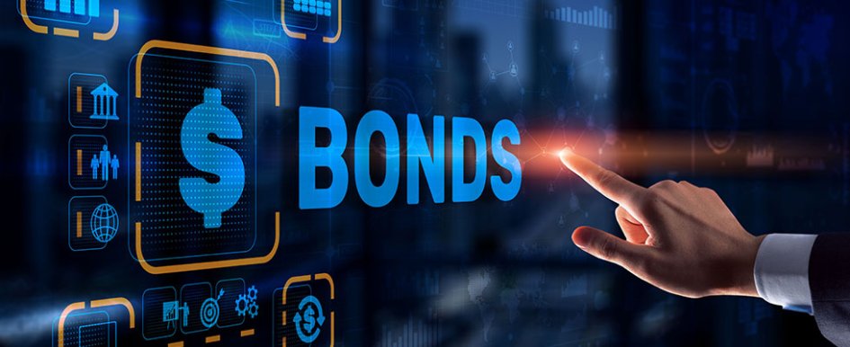 Screen with the word BONDS beside large dollar sign; finger pointing to word