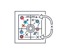 Strategic planning diagram with arrows and targets