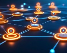 Abstract network of interconnected nodes 