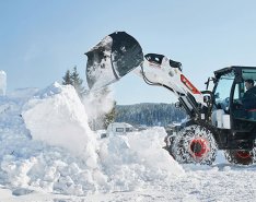 Bobcat wheel loader in snow 