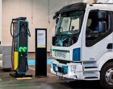 Truck in front of electric charging station