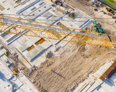 Construction crane on school jobsite
