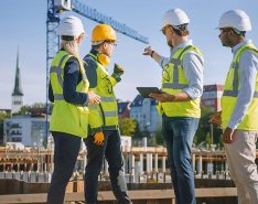 construction workers talking