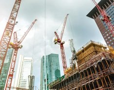 High rise buildings and cranes