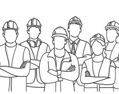 Line art of construction workers