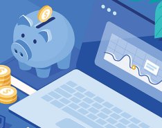 illustration of piggy bank in front of graph