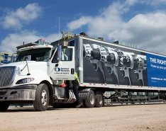 A large truck with tools