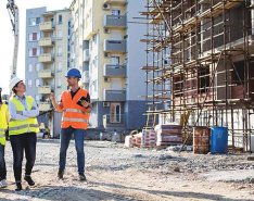 Construction crew communicating on a jobsite