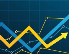 Illustration of arrows on graph trending upward