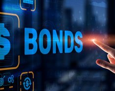 Screen with the word BONDS beside large dollar sign; finger pointing to word