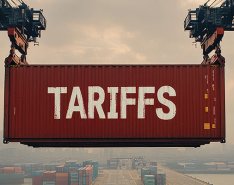 Shipping container that says 'tariffs'/Adobe Stock 