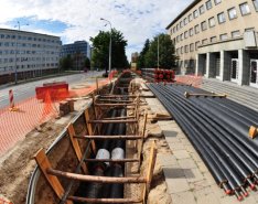 Trench with protective equipment