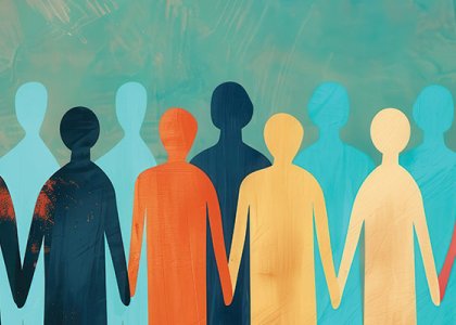 Silhouettes of people holding hands and forming a line/Adobe Stock