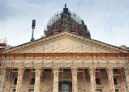 Kansas state capitol under construction 