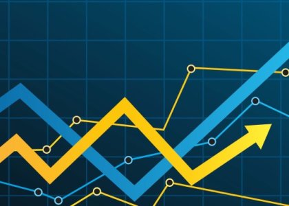 Illustration of arrows on graph trending upward