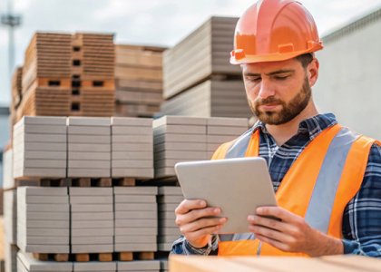 Construction worker using a tablet / Adobe Stock 