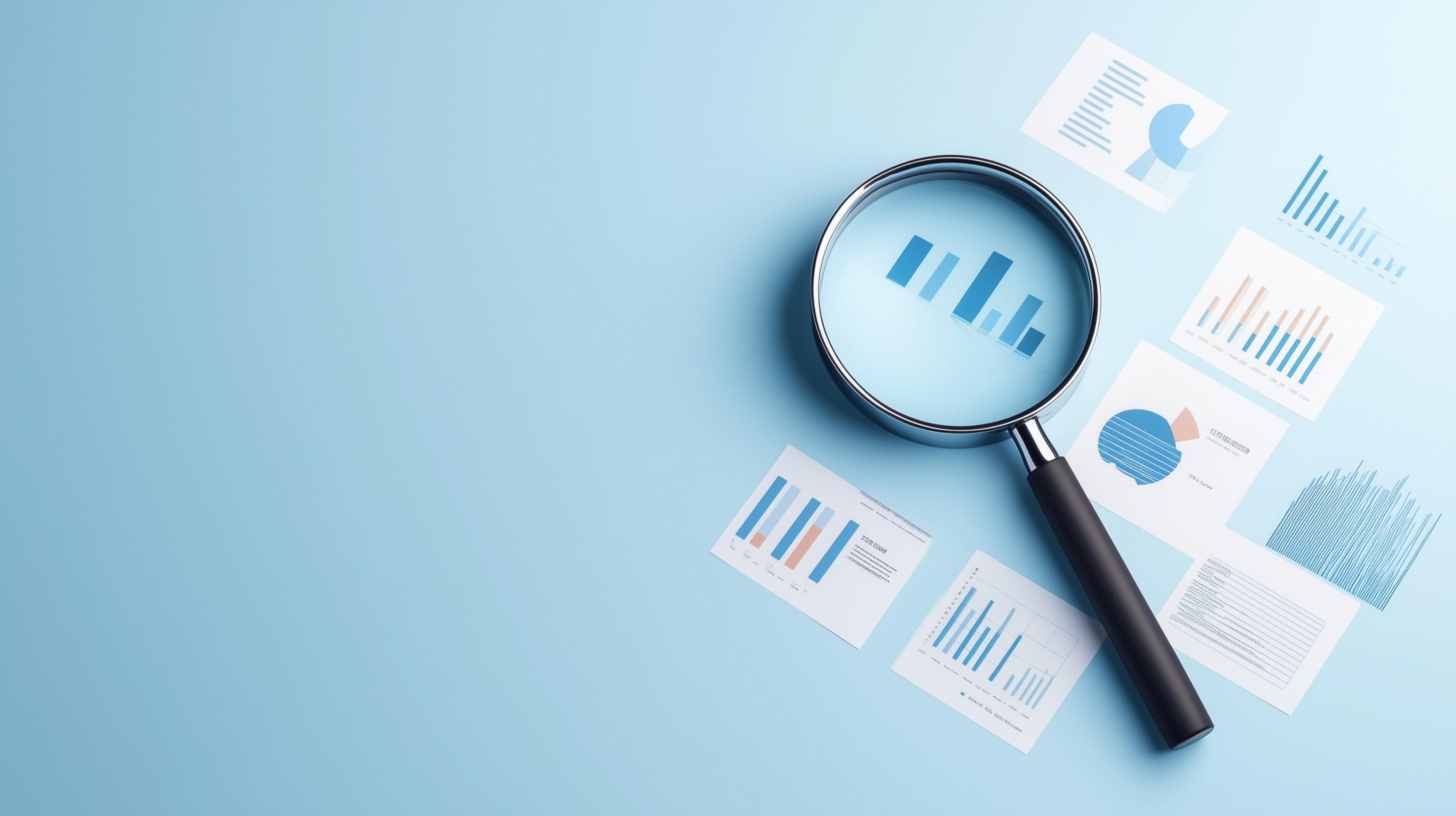 magnifying glass over financial report