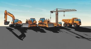 illustration of construction fleet