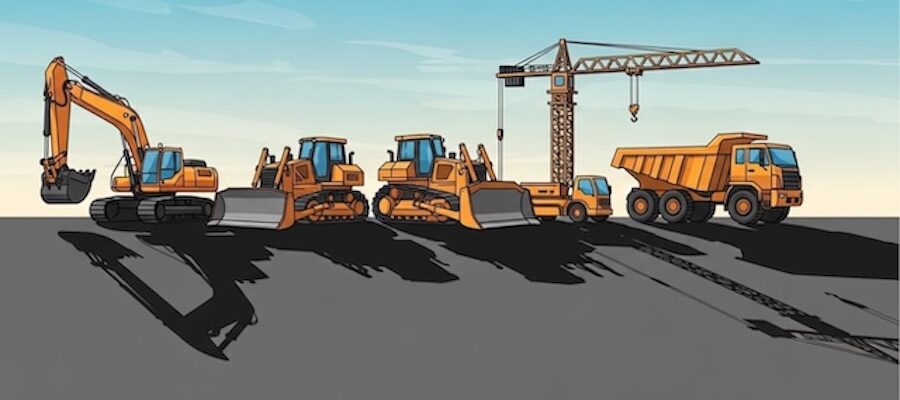 illustration of construction fleet